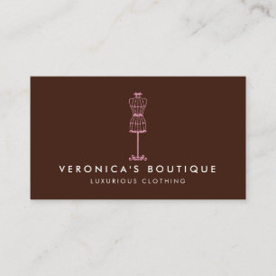 Vintage Pink Dress Form III Boutique Business Card