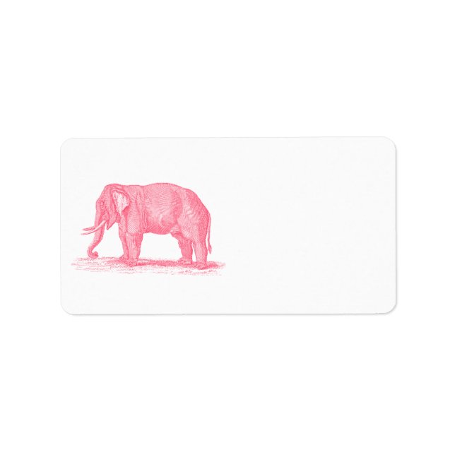 Vintage Pink Elephant 1800s Elephants Illustration Label (Front)