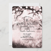 Vintage Pink Enchanted Forest Lights Sweet 16