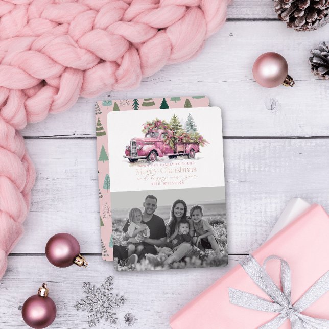 Vintage Pink Farm Truck Christmas Tree Photo (Creator Uploaded)