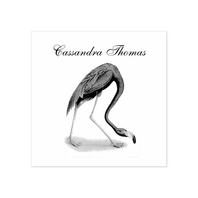 Vintage Pink Flamingo #1 Name Rubber Stamp (Imprint)