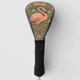 Vintage Pink Flamingo art nouveau design Golf Head Cover