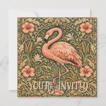 Vintage Pink Flamingo art nouveau design