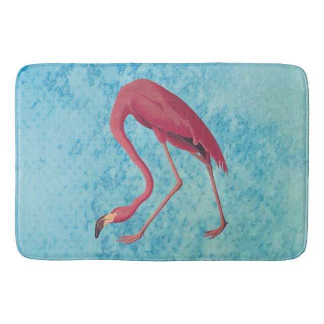 Vintage Pink Flamingo Bath Mat (Front)
