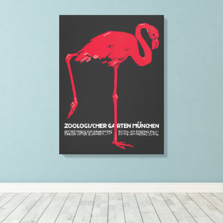 Vintage Pink Flamingo Bird at Germany Munich Zoo Canvas Print