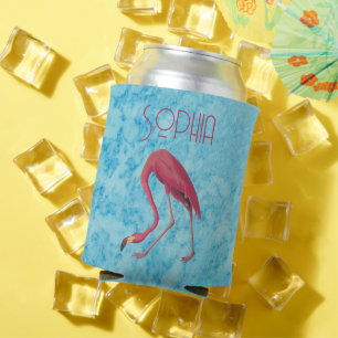 Vintage Pink Flamingo Can Cooler