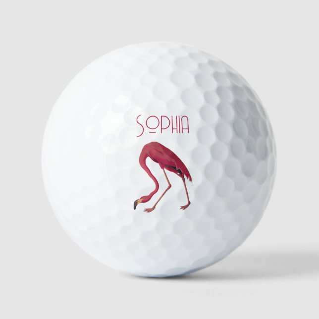 Vintage Pink Flamingo Golf Balls (Front)
