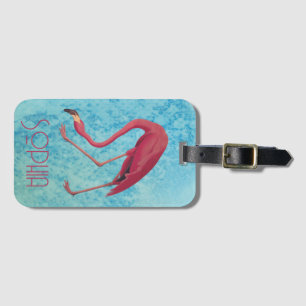 Vintage Pink Flamingo Luggage Tag