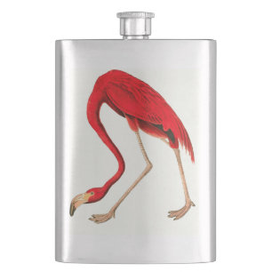 Vintage Pink Flamingo Painting Classic Flask