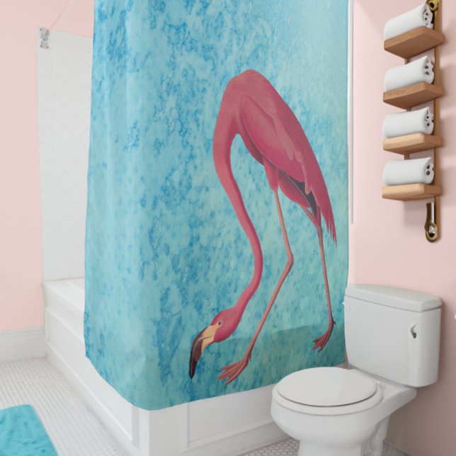 Vintage Pink Flamingo Shower Curtain (Creator Uploaded)