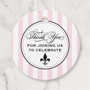 Vintage Pink Fleur de Lis Paris Wedding Favour Tags