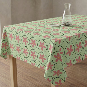 Vintage Pink Floral Botanical Cottagecore Tableclo Tablecloth