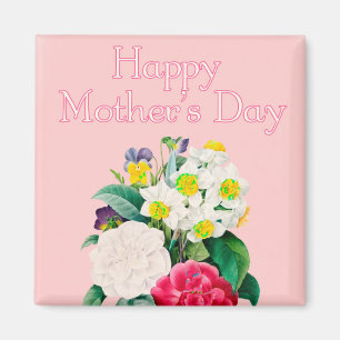Vintage Pink Floral Bouquest Happy Mother's Day Magnet