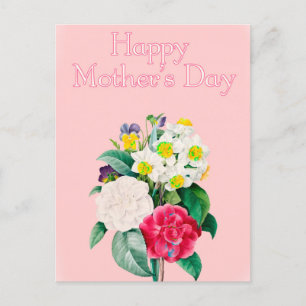 Vintage Pink Floral Bouquest Happy Mother's Day Postcard