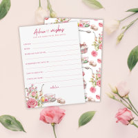 Vintage pink floral Bridal Shower Advice & wishes
