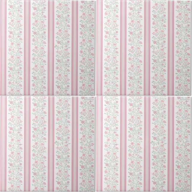 Vintage Pink Floral Coquette Nursery Tile (Vintage Pink Floral Coquette Nursery Ceramic Tile)