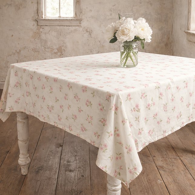 Vintage Pink Floral Cotton Tablecloth  (Creator Uploaded)