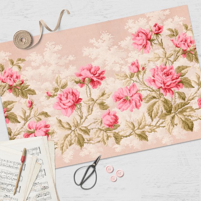 Vintage Pink Floral Decoupage Tissue Paper (Creator Uploaded)