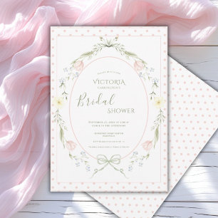 Vintage Pink Floral Elegant Bridal Shower Invitation