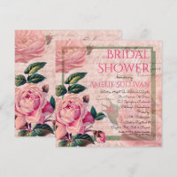 Vintage Pink Floral French Ephemera Bridal Shower
