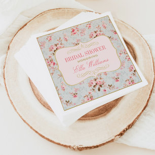 Vintage Pink Floral Garden Party Bridal Shower Napkin