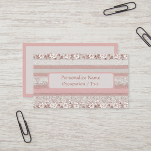 Vintage Pink Floral Lace Elegant Timeless Business Card