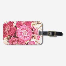 Vintage Pink Floral Luggage Tag