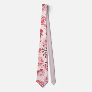 Vintage Pink Floral Pattern Neck Tie