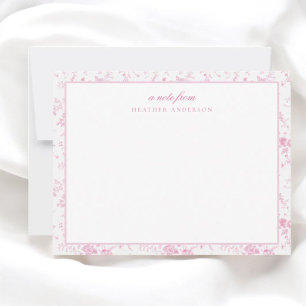 Vintage Pink Floral Personalised Stationery Card