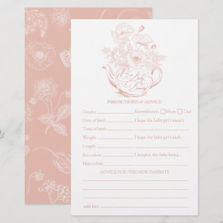 Vintage Pink Floral Predictions Baby Shower Game
