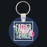 Vintage Pink Floral Rose Father of The Bride Key Ring<br><div class="desc">Vintage rose and pink floral design for engagement party, rehearsal dinner, bridal shower or bachelorette party. Sweet chic flower wedding merchandise for the bride, her family and friends. Perfect for a fun night out with the bride, maid of honour, bridesmaid, bestfriends and the whole wedding crew. Celebrate being engaged and...</div>