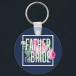 Vintage Pink Floral Rose Father of The Bride Key Ring<br><div class="desc">Vintage rose and pink floral design for engagement party, rehearsal dinner, bridal shower or bachelorette party. Sweet chic flower wedding merchandise for the bride, her family and friends. Perfect for a fun night out with the bride, maid of honour, bridesmaid, bestfriends and the whole wedding crew. Celebrate being engaged and...</div>
