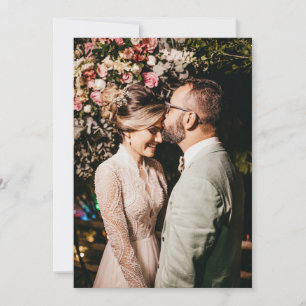 Vintage Pink Floral Rose Lace Photo Wedding Thank  You Card