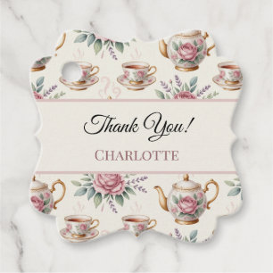 Vintage Pink Floral Rose Tea Party Girl Birthday  Favour Tags