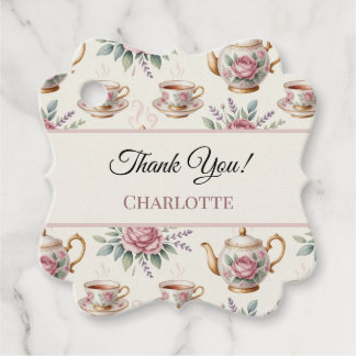 Vintage Pink Floral Rose Tea Party Girl Birthday Favour Tags