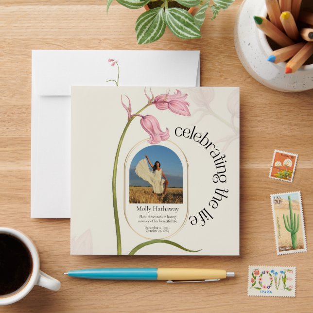 Vintage Pink Floral Seed Packet Photo Envelope (Desk)