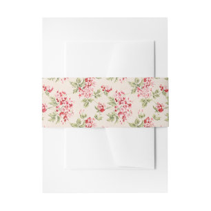 Vintage Pink Floral Shabby Chic Pattern Invitation Belly Band