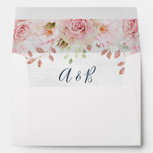 Vintage Pink Floral Spring Wedding Envelope