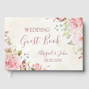Vintage Pink Floral Spring Wedding Guest Book