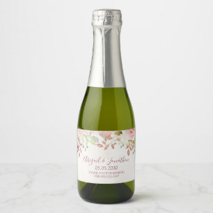 Vintage Pink Floral Spring Wedding Wine Label