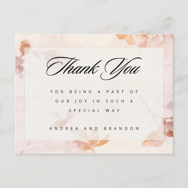 Vintage Pink Floral Thank You Postcard (Front)