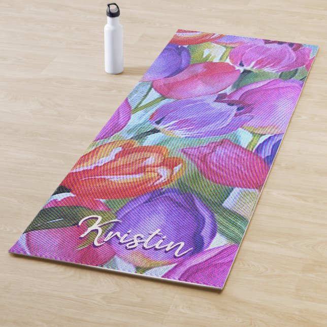 Vintage Pink Floral Yoga Mat (In Situ)
