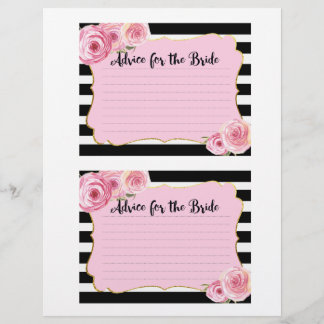 Vintage Pink Flower Bridal Shower Advice card