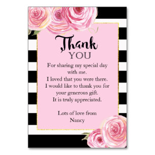 Vintage Pink Flower thank you card flat
