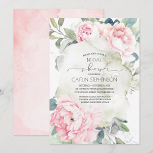 Vintage Pink Flowers and Greenery Bridal Shower Invitation
