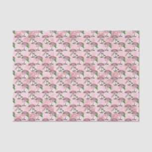 Vintage Pink Flowers and Mushrooms Tissue Paper