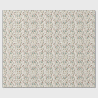 Vintage Pink Flowers & Botanical Ferns Pattern Art Wrapping Paper
