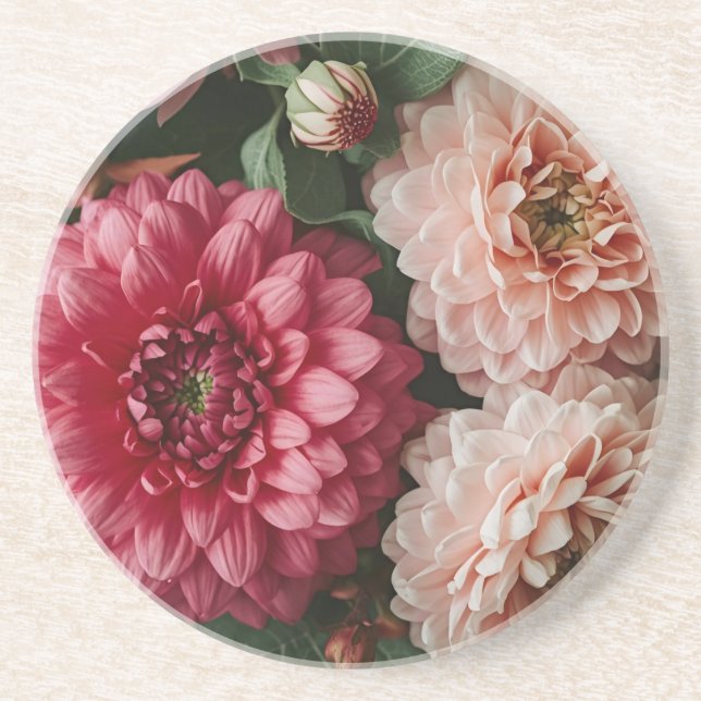 Vintage Pink Flowers Coaster (Front)