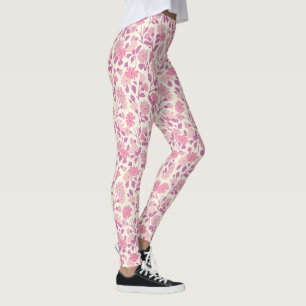 Vintage Pink Flowers Floral Art Leggings