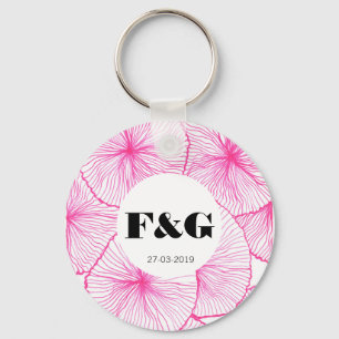 Vintage pink flowers keychain